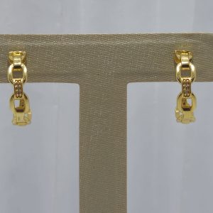 BRINCO MEIA ARGOLA CRAVEJADO COM TRES PEDRINHAS ZIRCONIA